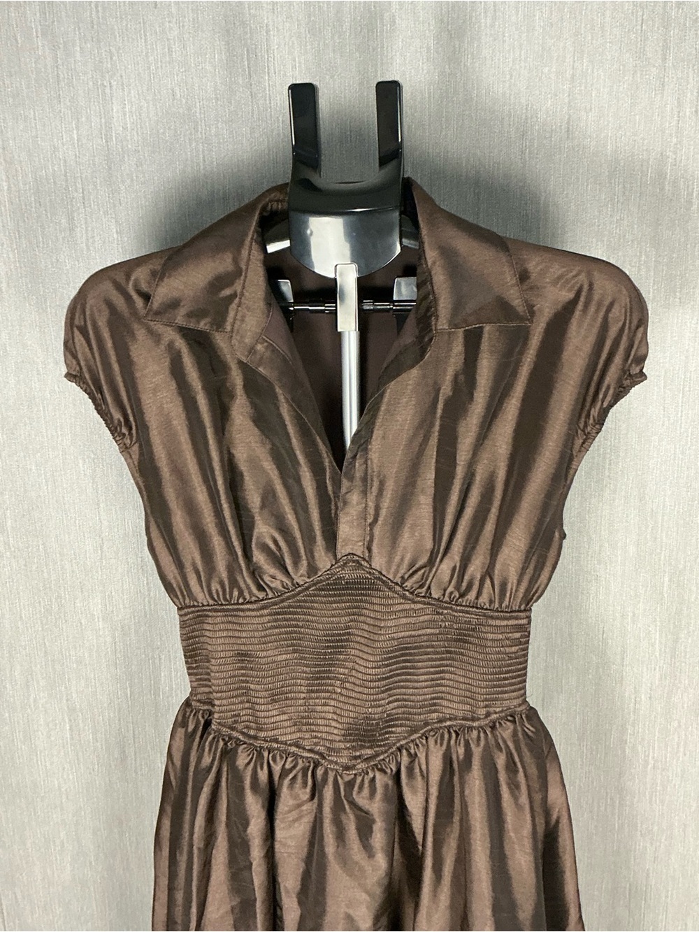 Hutch Brown Shirred-Waist Maxi Dress Medium Petite - Picture 6 of 12